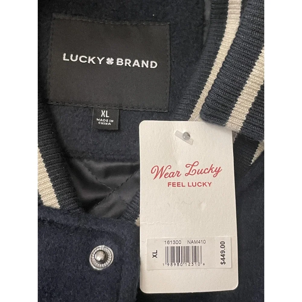 Lucky Brand Jacket Mens XL Blue Coors Rodeo Varsity Leather Sleeves‎ 161300